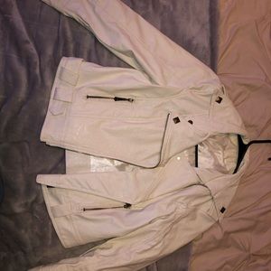 Beige/ White/ Cream color faux leather jacket